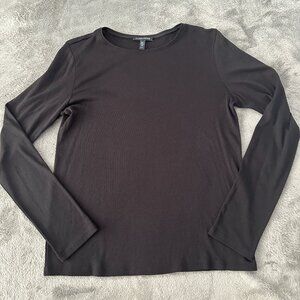 Eileen Fisher Black Long Sleeve Tee Shirt Women's XS Cotton Lyocell